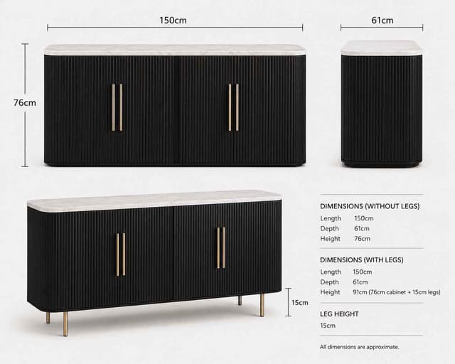 Monaco Black & Gold 4-Door Cabinet — photo 1