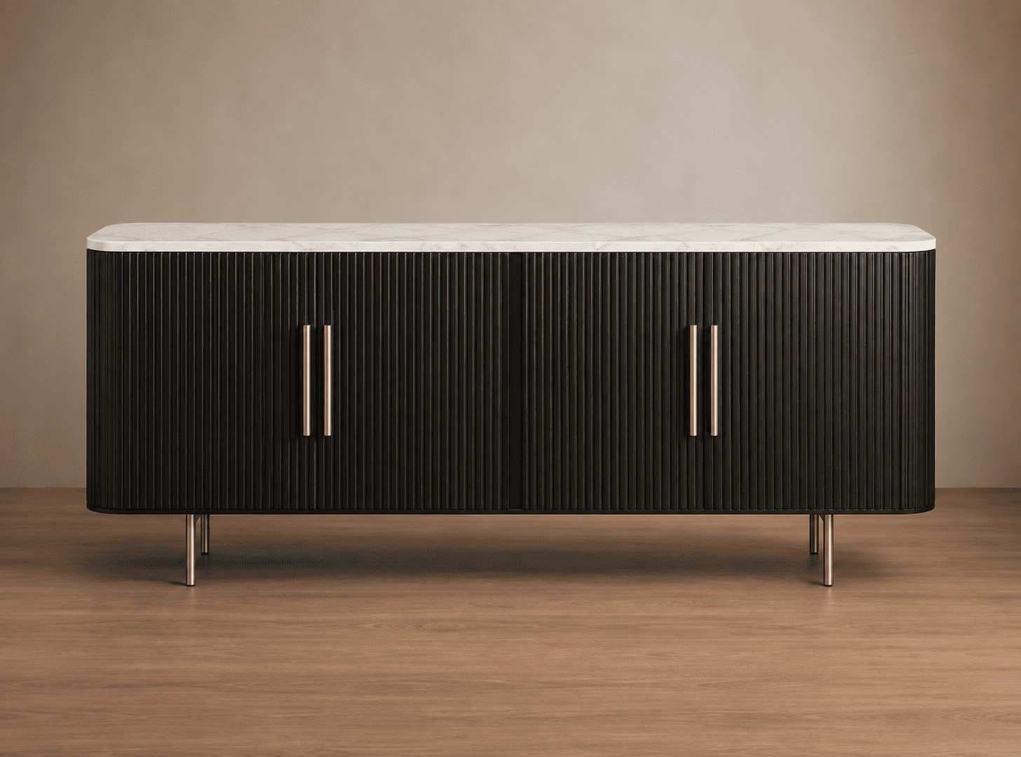 Monaco Black & Gold 4-Door Cabinet