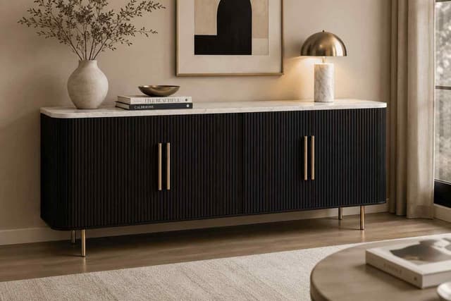 Monaco Black & Gold 4-Door Cabinet — photo 3