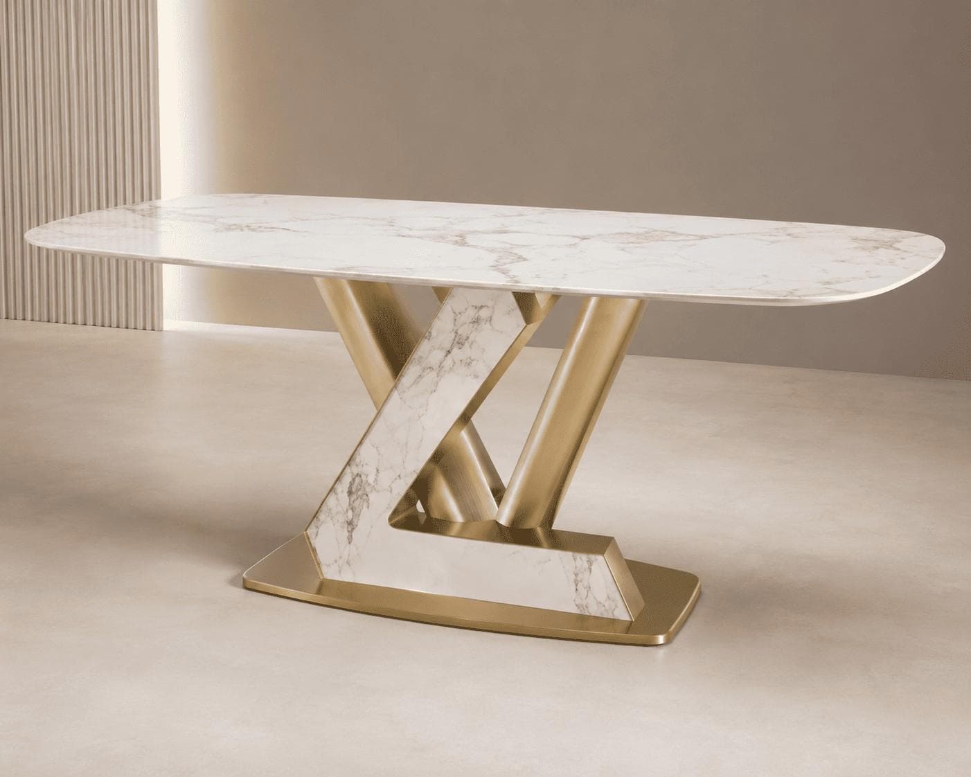Luxe Z-Base Sintered Stone Dining Table