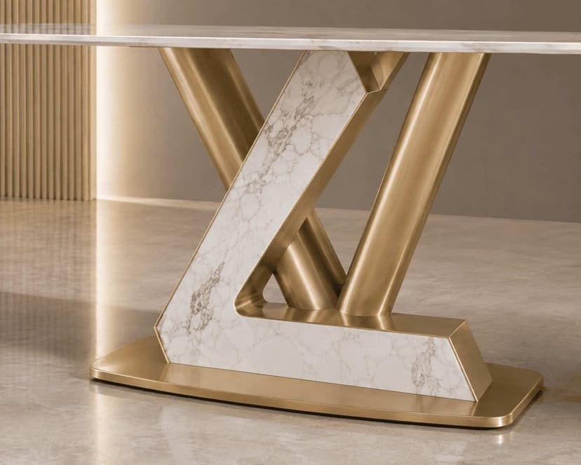 Luxe Z-Base Sintered Stone Dining Table
