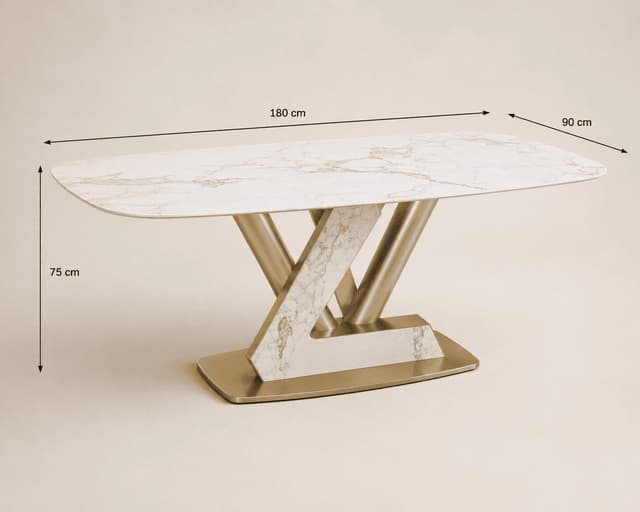 Luxe Z-Base Sintered Stone Dining Table — photo 3