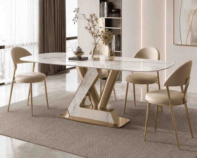 Luxe Z-Base Sintered Stone Dining Table — photo 4