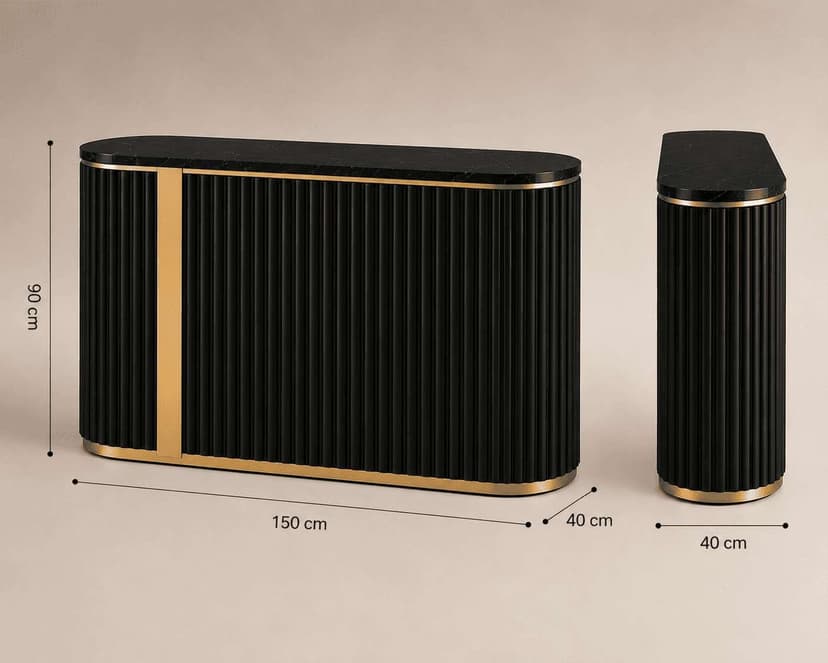 Noir Arc Black & Gold Sideboard