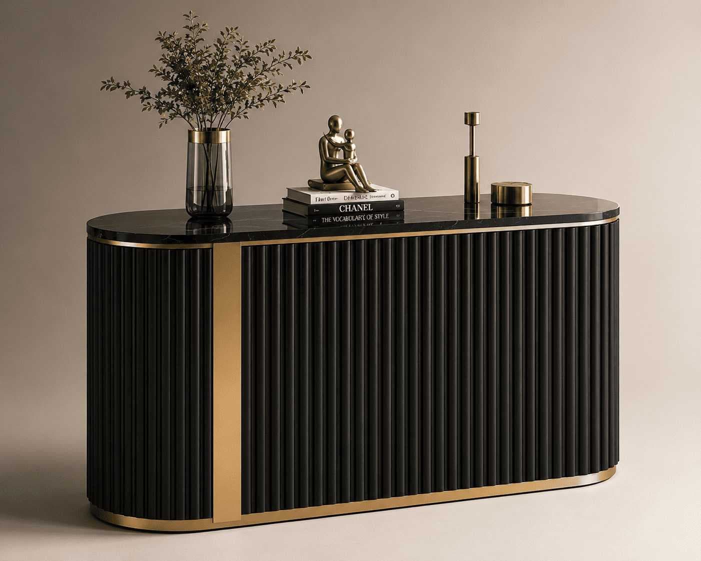 Noir Arc Black & Gold Sideboard