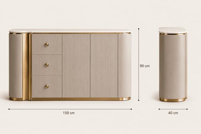 Sienna Cream 3-Drawer Sideboard — photo 1