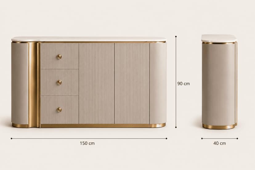 Sienna Cream 3-Drawer Sideboard