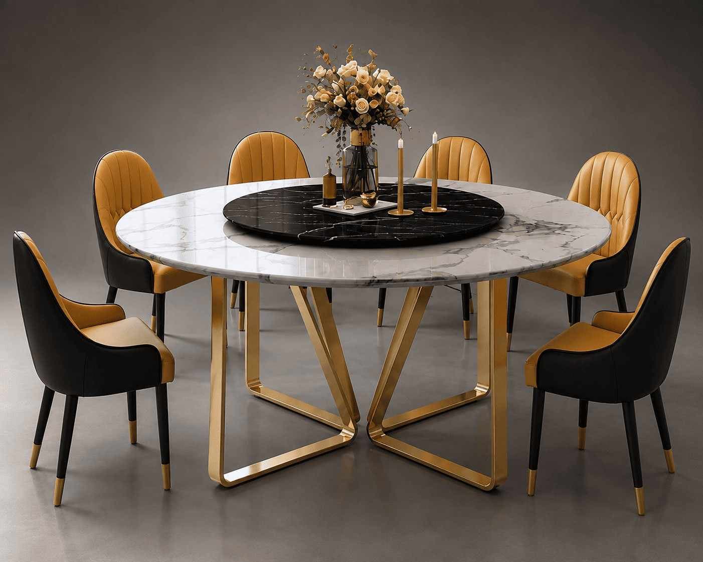 Verona Marble Turntable Dining Table
