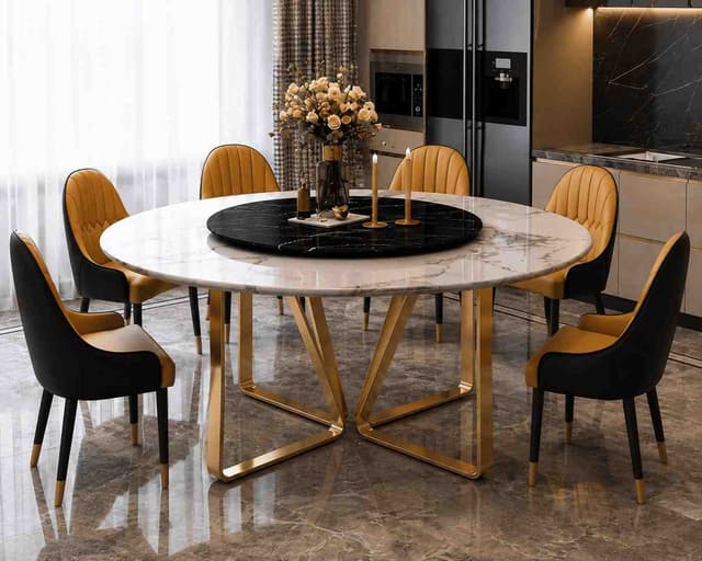 Verona Marble Turntable Dining Table — photo 4