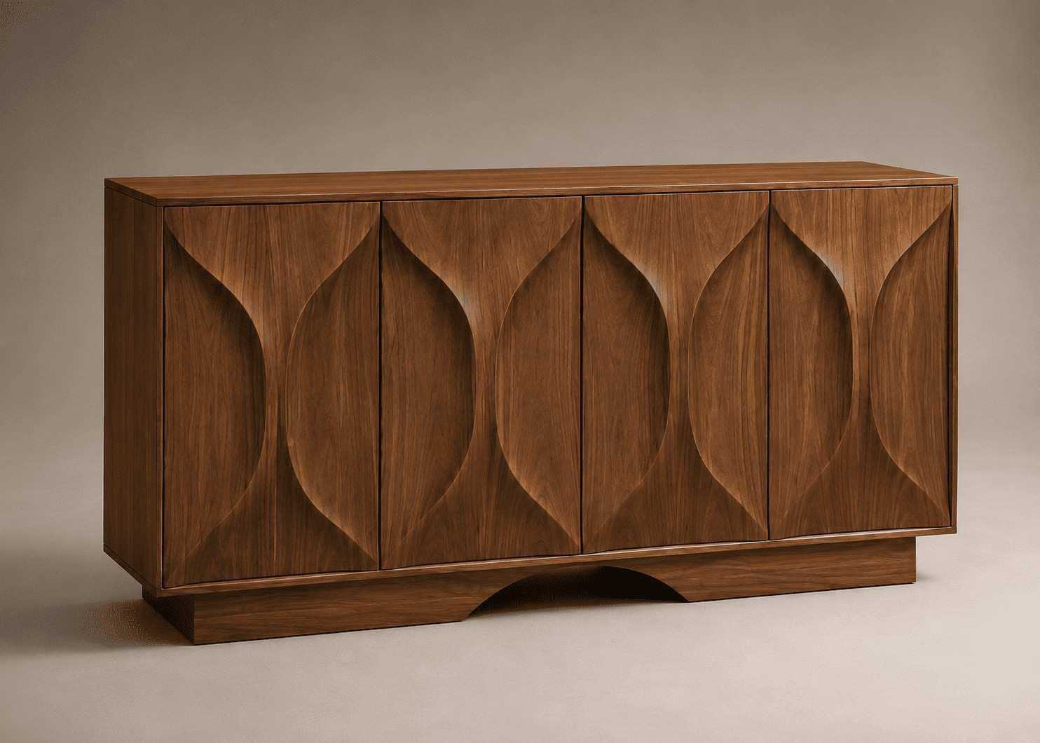 Vela Walnut Wave-Front Cabinet