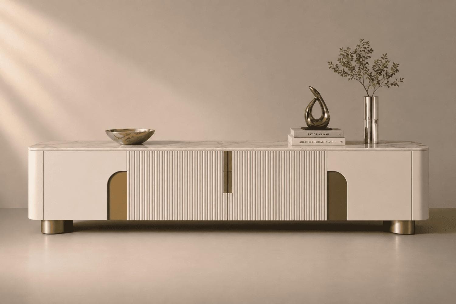 Serena Curved Cream TV Cabinet