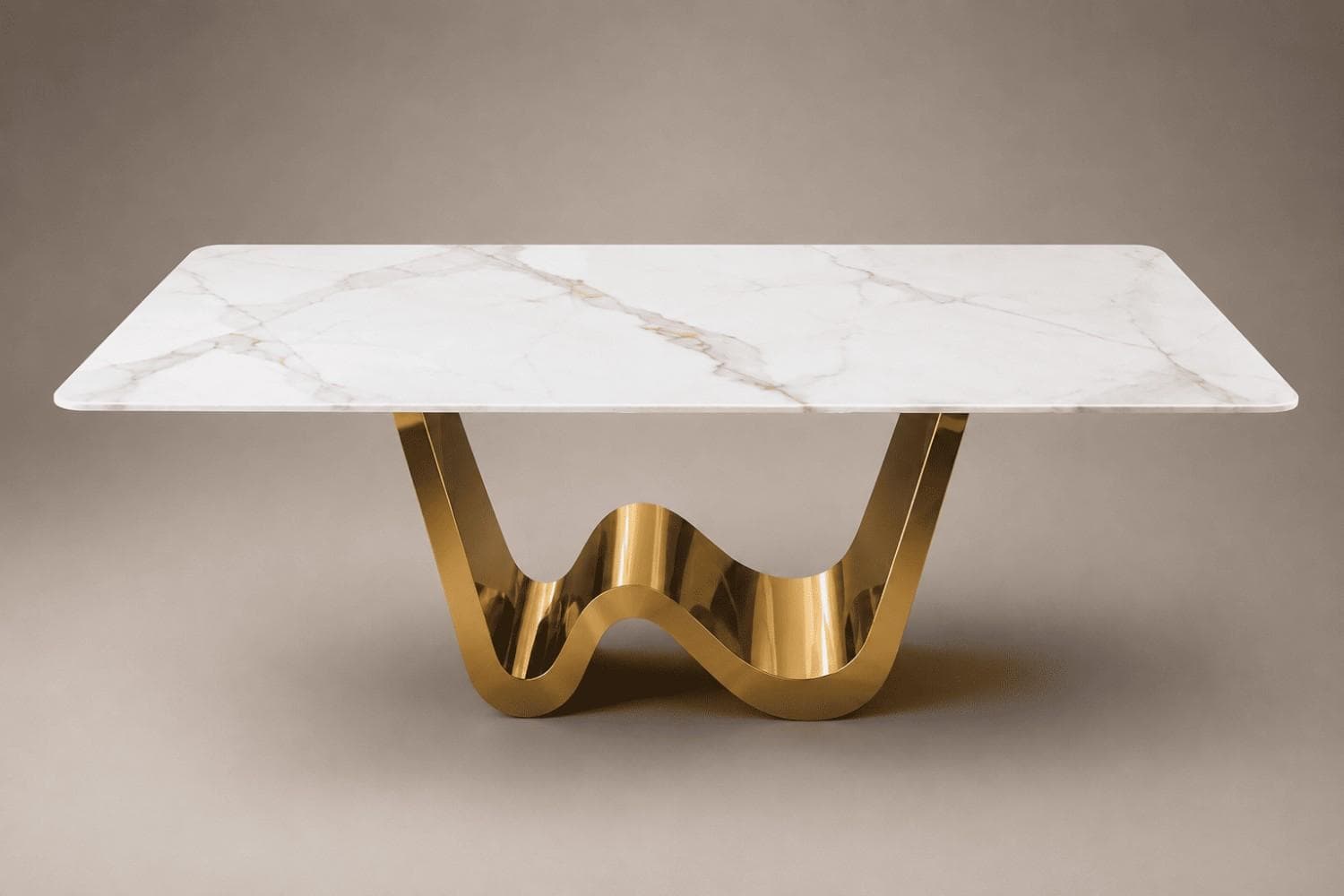 Aurelia Wave-Base Sintered Stone Dining Table