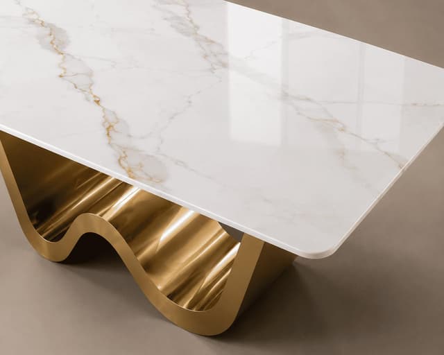 Aurelia Wave-Base Sintered Stone Dining Table — photo 2