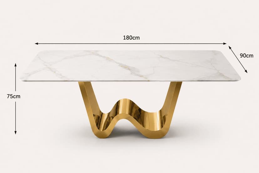 Aurelia Wave-Base Sintered Stone Dining Table