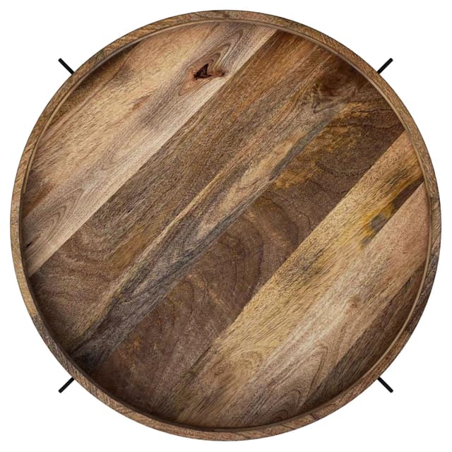 Adhvik Round Wood Top Marble Shelf Coffee Table Natural — photo 4