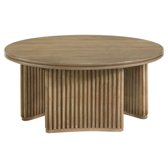 Adina 36-inch Round Wood Coffee Table Distressed Light Brown — photo 4