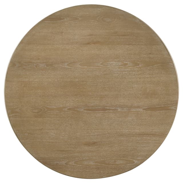 Adina 36-inch Round Wood Coffee Table Distressed Light Brown — photo 5