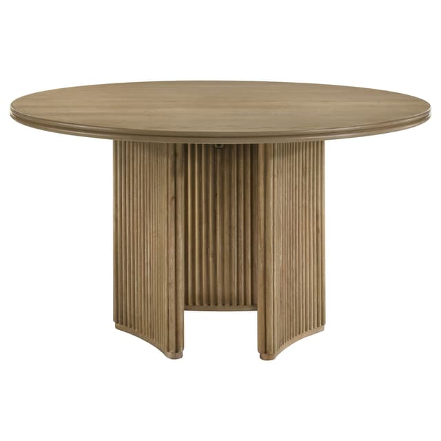 Adina 53-inch Round Wood Dining Table Distressed Light Brown — photo 3