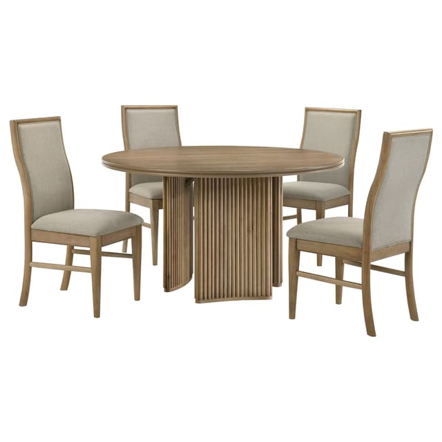 Adina 5-piece Round Dining Table Set Distressed Light Brown — photo 2