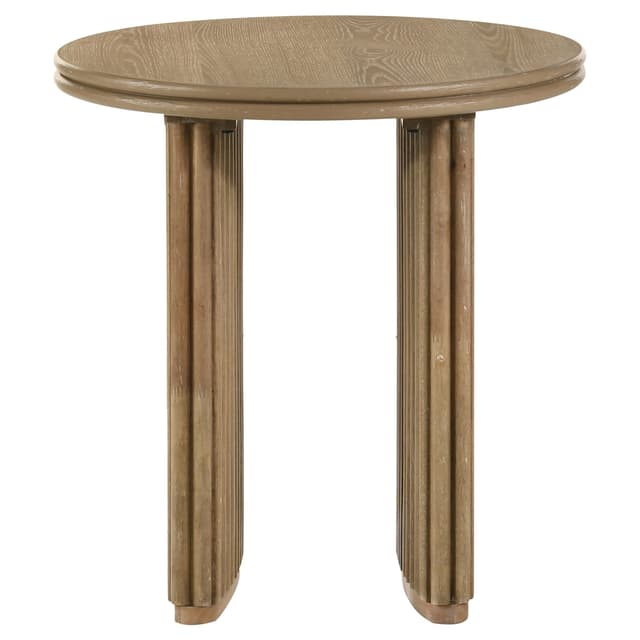 Adina Round Wood Side End Table Distressed Light Brown — photo 3