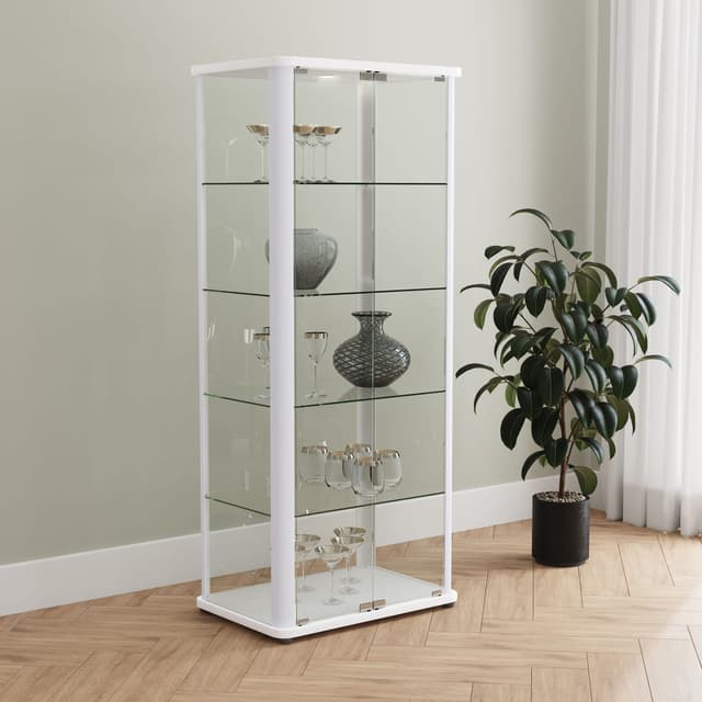 Aero LED 4-Shelf Glass Curio Display Cabinet White — photo 3