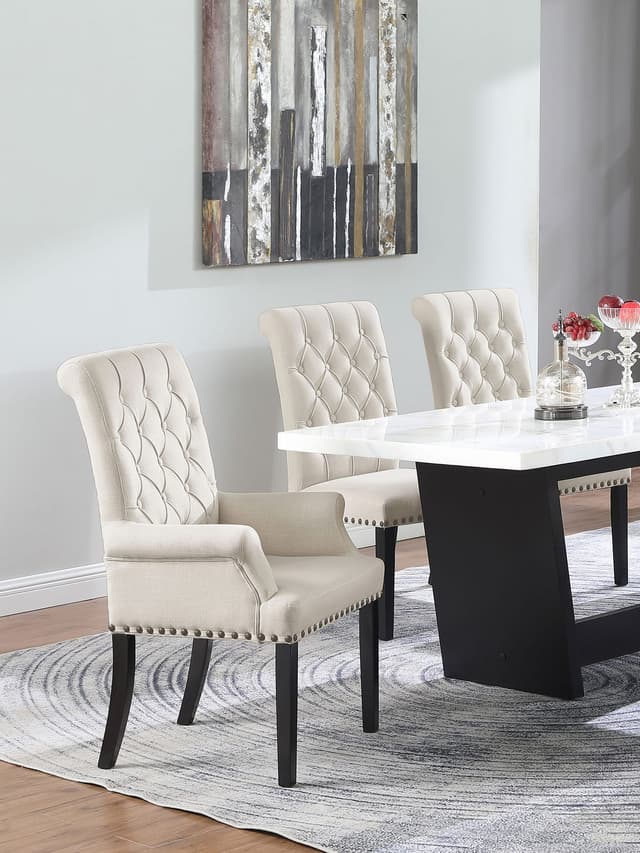 Alana Velvet Upholstered Dining Arm Chair Sand — photo 2