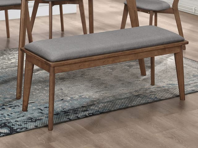 Alfredo Upholstered Dining Bench Grey and Natural Walnut — photo 2