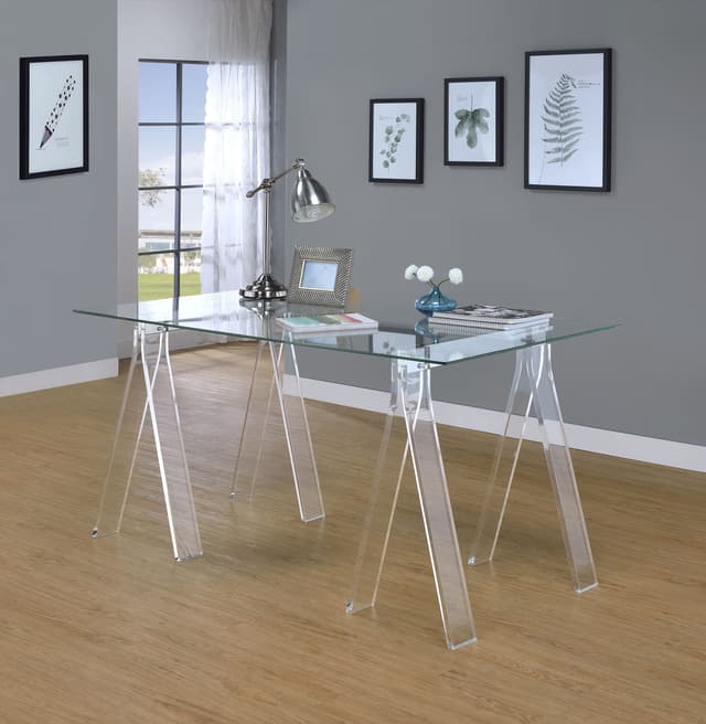 Amaturo 59-inch Glass Top Acrylic Writing Desk Clear — photo 2