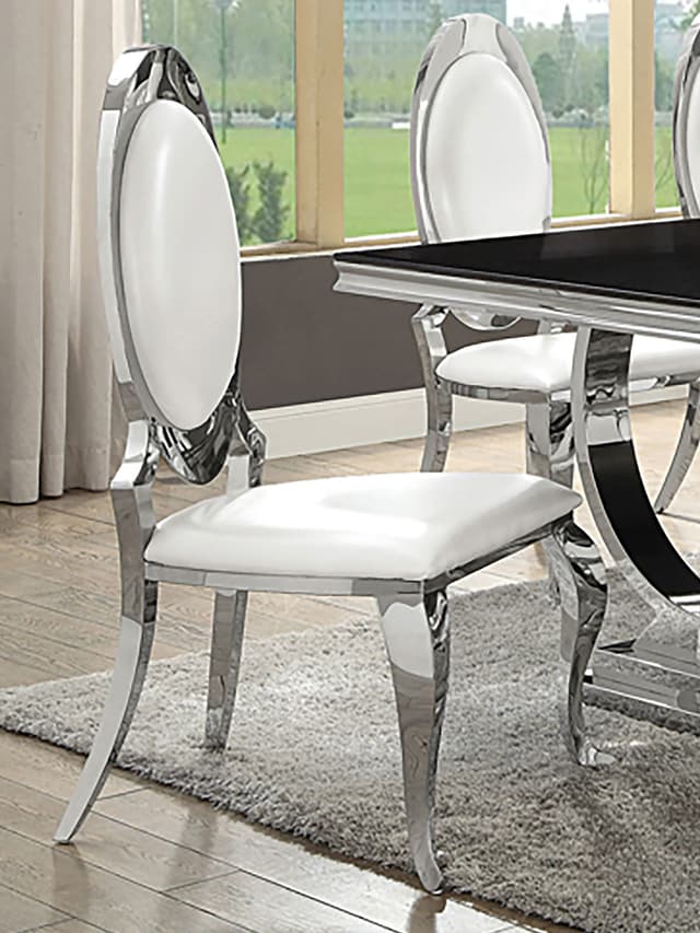 Antoine Oval-Back Faux Leather Dining Side Chair Cream White Set of 2 — photo 2