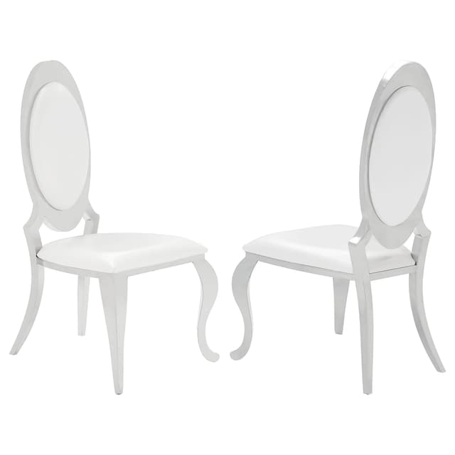 Antoine Oval-Back Faux Leather Dining Side Chair Cream White Set of 2 — photo 1