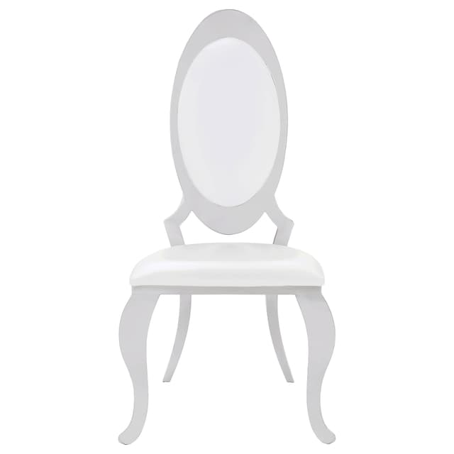 Antoine Oval-Back Faux Leather Dining Side Chair Cream White Set of 2 — photo 4