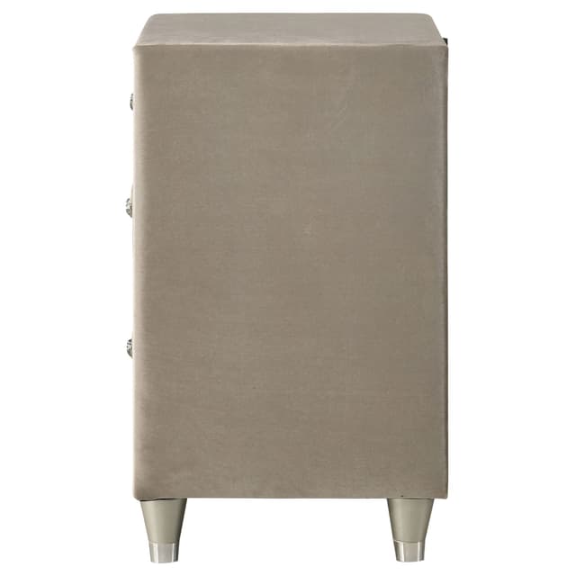 Antonella Upholstered 3-drawer Nightstand Ivory and Camel — photo 5