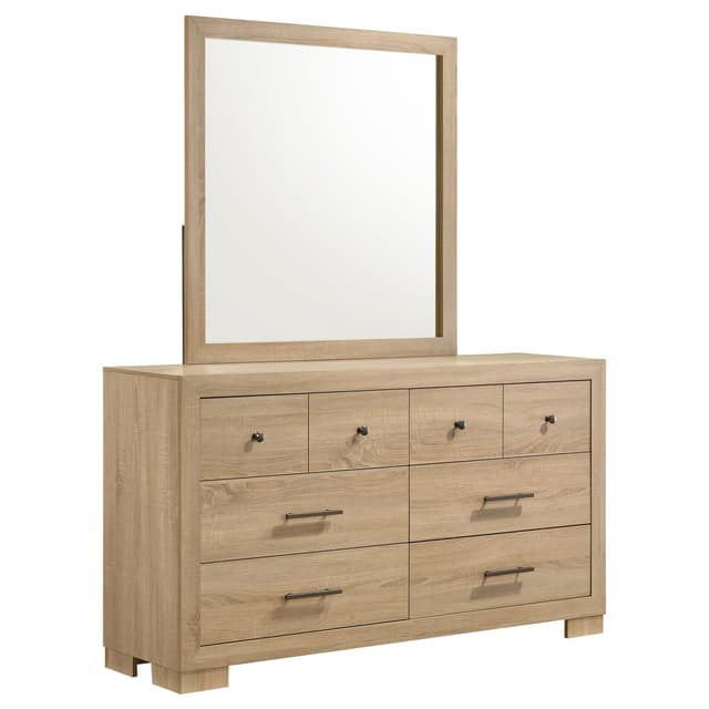 Arielle Dresser and Mirror Set with Mixed Hardware Light Oak — photo 1