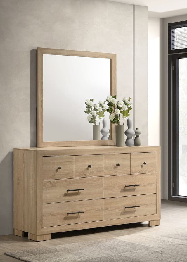 Arielle Dresser and Mirror Set with Mixed Hardware Light Oak — photo 2