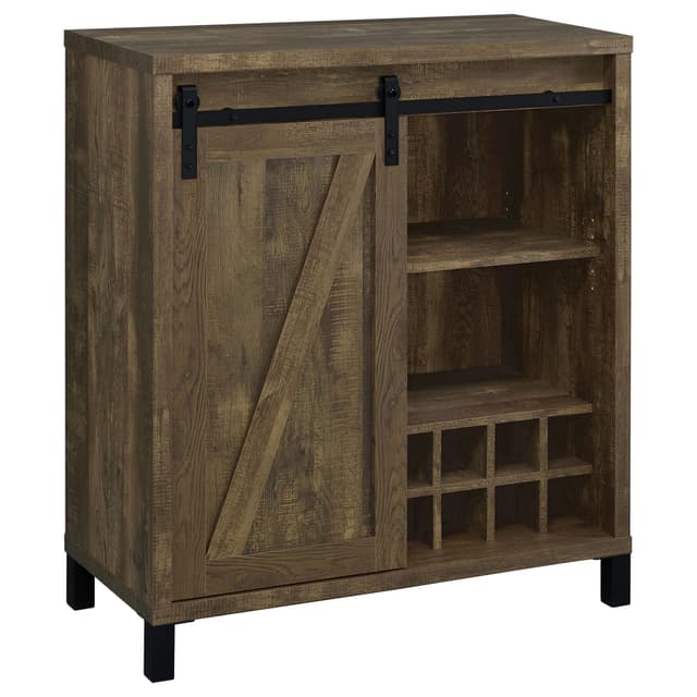 Arlington Sliding Door Home Bar Wine Cabinet Rustic Oak — photo 1