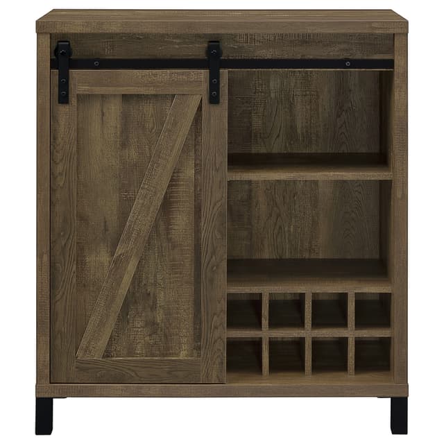 Arlington Sliding Door Home Bar Wine Cabinet Rustic Oak — photo 3