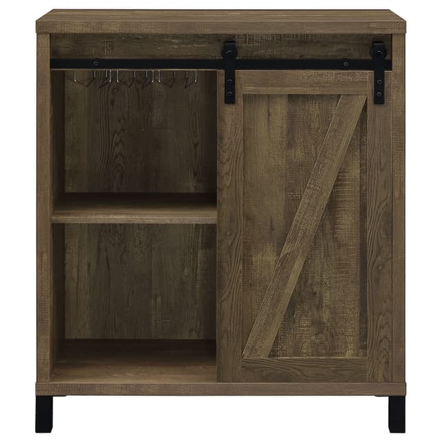 Arlington Sliding Door Home Bar Wine Cabinet Rustic Oak — photo 4
