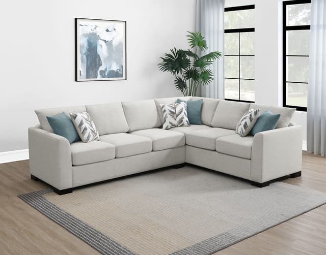 Ashford Chenille Upholstered Sleeper Sectional Sofa Greige — photo 3