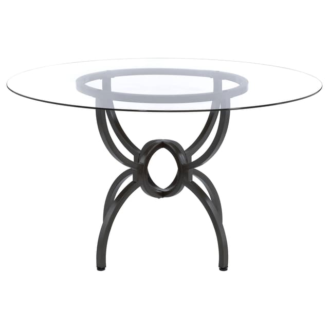 Aviano Round 48-inch Glass Top Metal Dining Table Gunmetal — photo 3