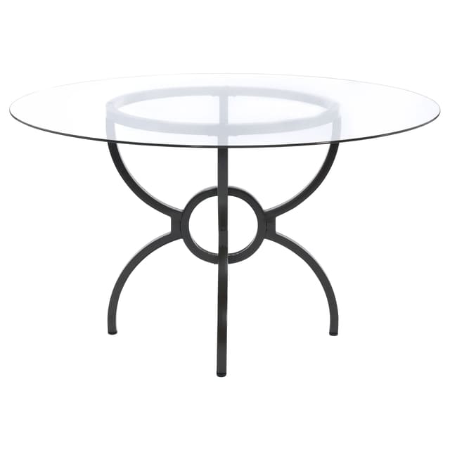 Aviano Round 48-inch Glass Top Metal Dining Table Gunmetal — photo 4