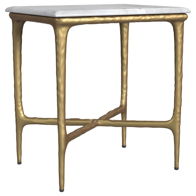 Baldwin Rectangular Marble Top Side Table White and Gold — photo 1