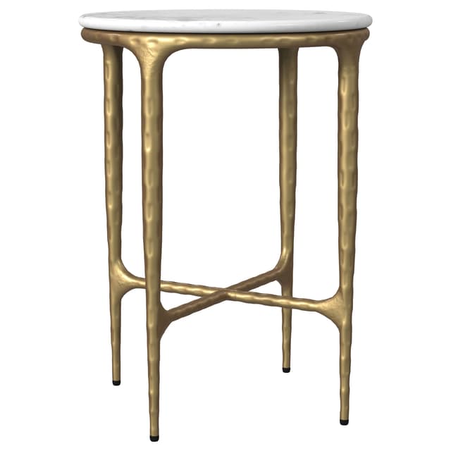 Baldwin Round Marble Top Side Table White and Gold — photo 1
