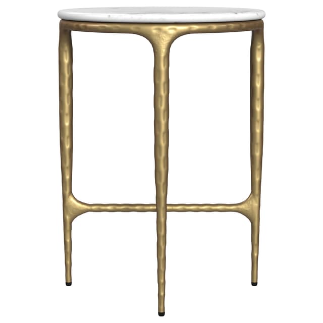 Baldwin Round Marble Top Side Table White and Gold — photo 5