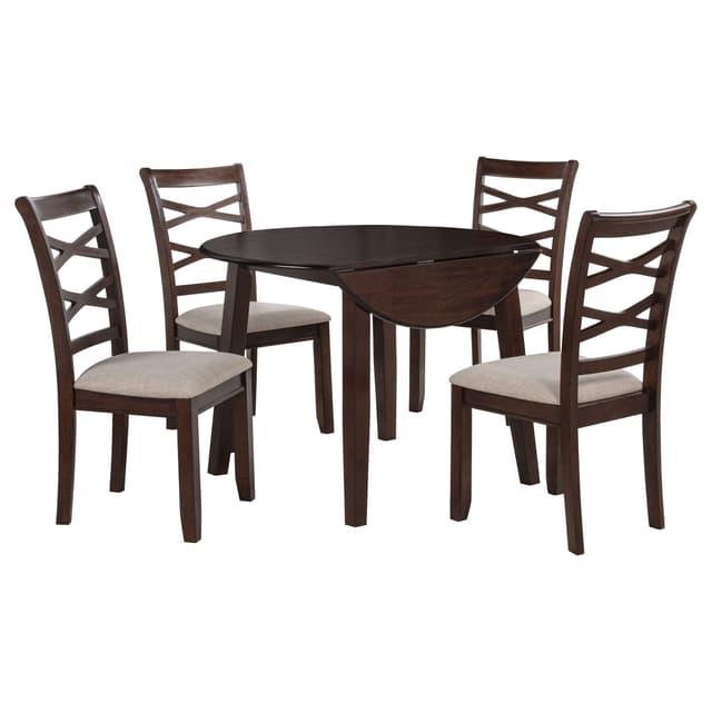 Barton 5-piece Round Wood Dining Table Set Dark Brown — photo 4