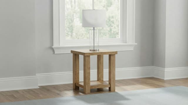 Beasley Square Wood End Side Table With Shelf Golden Oak — photo 2