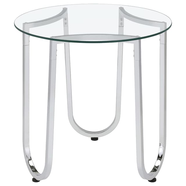 Beller Round Tempered Glass Top End Side Table Chrome — photo 3
