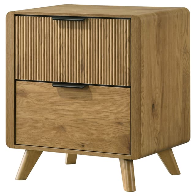 Bennett Mid-Century 2-Drawer Rubberwood Nightstand Light Oak — photo 4