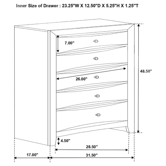 Briana 5-drawer Bedroom Chest Black — photo 4