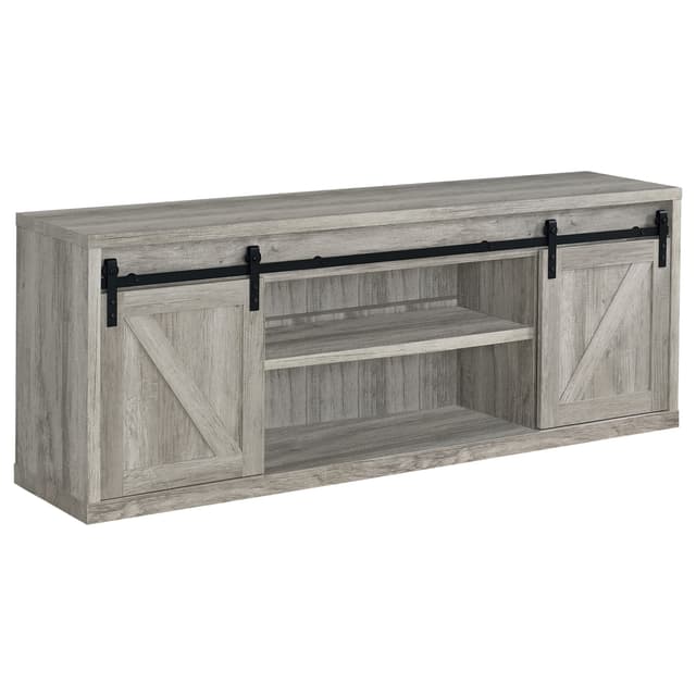 Brockton 2-door Engineered Wood 71-inch TV Stand Grey Driftwood — photo 1