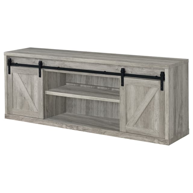 Brockton 2-door Engineered Wood 71-inch TV Stand Grey Driftwood — photo 3